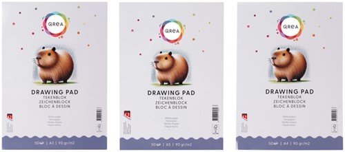 Bloc à dessin Qrea A3 50 feuilles 90g collé-2