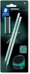Crayon Staedtler Norix HB blister 2 pièces vert-noir