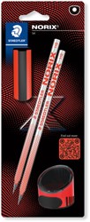 Crayon Staedtler Norix HB blister 2 pièces corail-noir