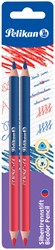 Crayon Pelikan 3mm rouge/bleu 2 pièces