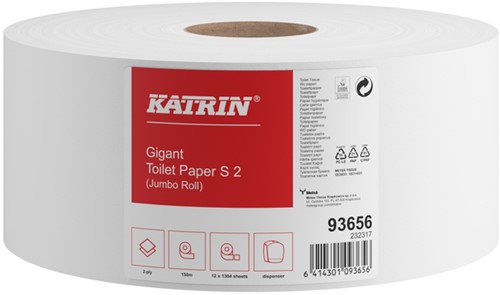 Toilet paper Katrin Gigant S jumbo small 2-ply 150m white 93656