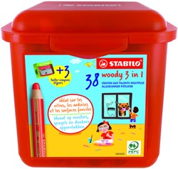 Crayon de couleur STABILO 882 woody 3 en 1 avec 3 taille-crayons Classpack 38 pièces