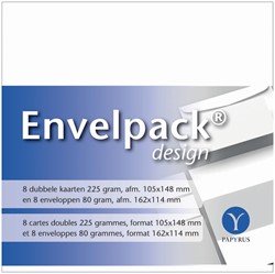 Dubbele kaart Papyrus Envelpack Design C6 114x162mm wit 894436 set van 8