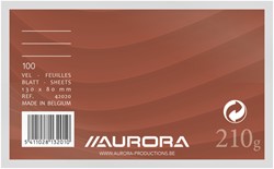 Fiche Système Aurora 130x80mm ligné + marge en-tête rouge 210g blanc 100 feuilles