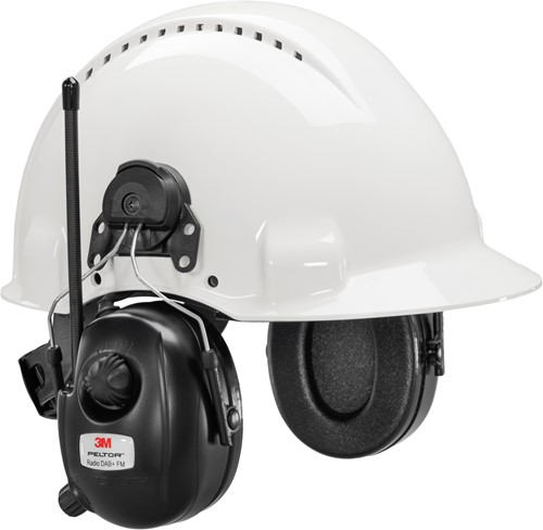 3M Peltor DAB+ FM Radio Gehoorkap Met Helmbevestiging Zwart
