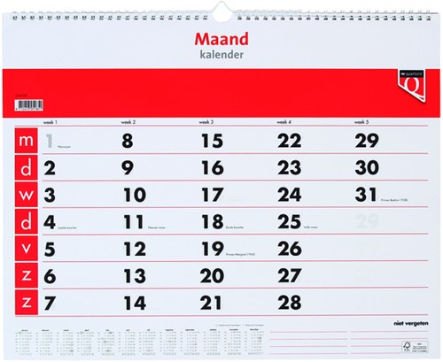 Monthly calendar 2026 Quantore