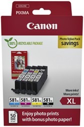 Ink cartridge Canon CLI-581XL 4 colors + paper