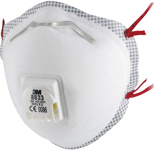 3M 8833 Stofmasker FFP3 R D Met Uitademventiel Wit