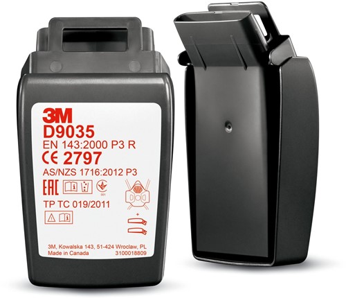 3M Secure Click  D9035 Stoffilter P3 R Met Harde Behuizing Zwart