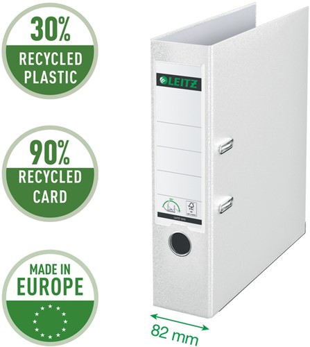 Classeur à levier Leitz 1010 180° A4 80mm PP blanc-3