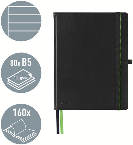 Cahier Leitz Complete 187x242mm ligné 160 pages 100g noir-2