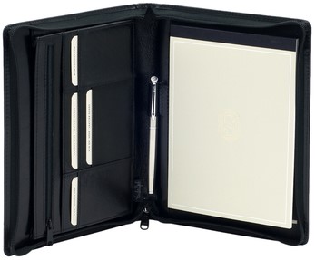 Conférencier Van Der Spek 358 A5 cuir buffle avec zip noir