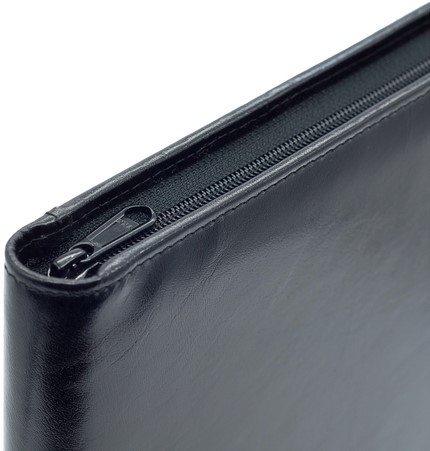 Conférencier Van Der Spek 358 A5 cuir buffle avec zip noir-3