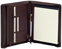 Conférencier Van Der Spek 358 A5 cuir buffle avec zip marron