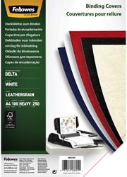 Cover sheet Fellowes A4 leather look white 100 pcs