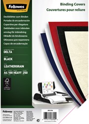 Cover sheet Fellowes A4 leather look black 100 pcs