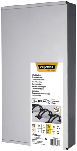 Draadrug Fellowes 10mm 34-rings A4 wit 100 stuks