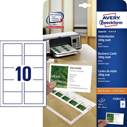 Carte de visite Avery C32011-25 85x54mm 200g 250 pièces