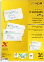 Cartes de visite Sigel 85x55mm 225g bords lisses blanc 100 pièces