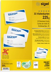 Cartes de visite Sigel 85x55mm uni 225g coins arrondis blanc 100 pièces