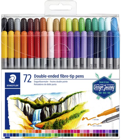 Feutre couleur Staedtler 3200 double pointe Fin et Ultra Fin étui 72 pièces
