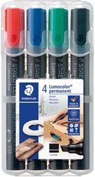 Marqueur Staedtler Lumocolor 350 permanent biseau 2-5mm assorti 4 pièces