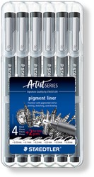 Fineliner Straedtler Pigment 308 noir étui 4+2 gratuits