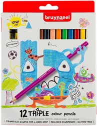 Crayon de couleur Bruynzeel Kids Triple set 12 couleurs