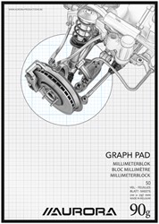 Millimeterblok Aurora A4 50 vel 90 gram blauw