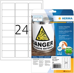 Etiquette film HERMA 9532 63,5x33,9mm résistante intempéries blanc 240 pièces