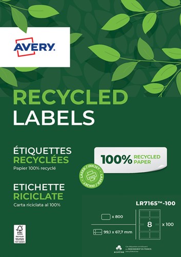 Etiquette Avery LR7165-100 99,1x67,7mm recyclé blanc 800 pièces