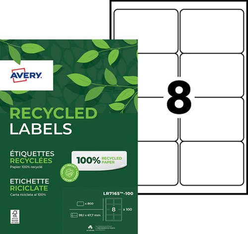 Etiquette Avery LR7165-100 99,1x67,7mm recyclé blanc 800 pièces-2