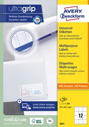 Etiquette Avery 3661 70x67,7mm blanc 1200 pièces