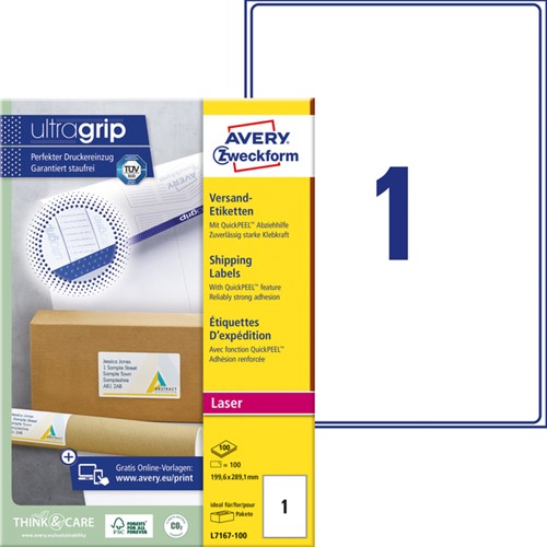Etiquette Avery L7167-100 199,6x289,1mm opaque blanc 100 pcs-2