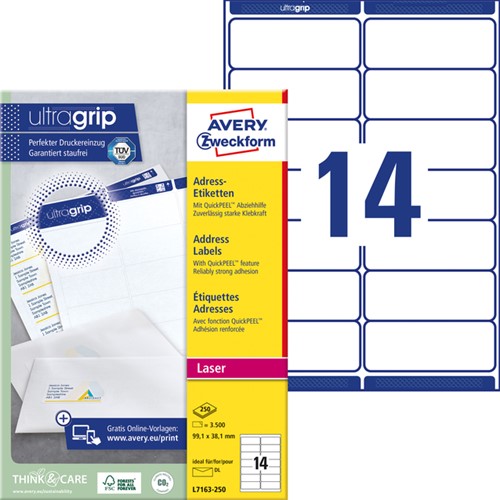 Etiquette Avery L7163-250 99,1x38,1mm blanc 3500 pièces-2