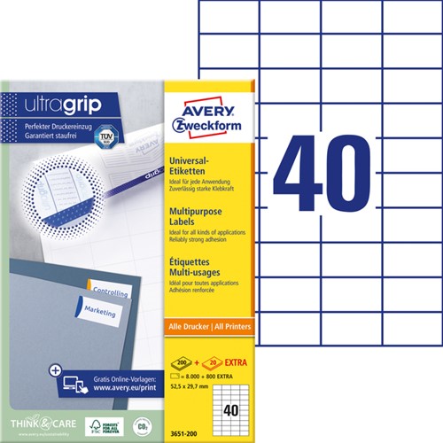 Etiquette Avery 3651-200 52,5x29,7mm blanc 8000 pièces-2