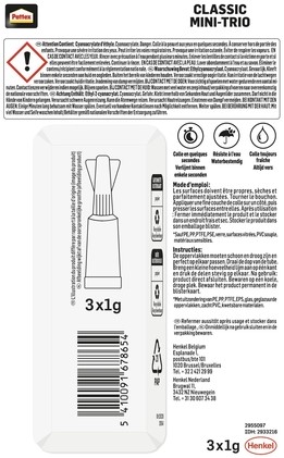 Secondelijm Pattex Classic mini trio tube 3x1gram op blister-3
