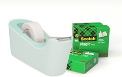 Dévidoir Scotch C18 menthe + 4 rouleaux Magic Tape 33mx19mm