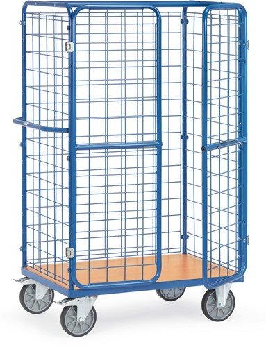 Product attribute: title. Text to translate: Package trolley 8581-3 with wire mesh sides and double wing door