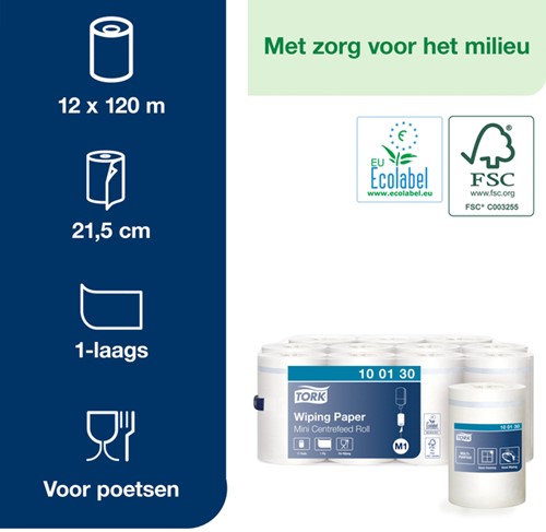 Poetspapier Tork M1 Advanced 1-laags 120m wit 100130-2