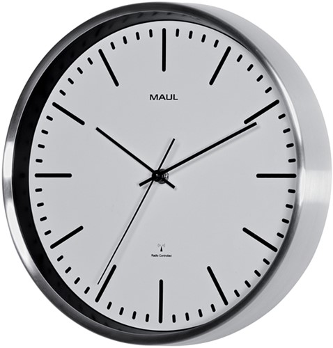 Horloge murale MAULfly RC Ø305x45mm aluminium/blanc avec pile-2