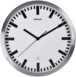 Wanduhr MAUL Pilot RC Ø305x45mm Aluminiumrahmen weiß inkl. Batterie