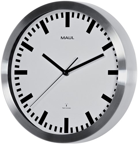 Horloge murale MAULpilot RC Ø305x45mm aluminium/blanc avec pile-2