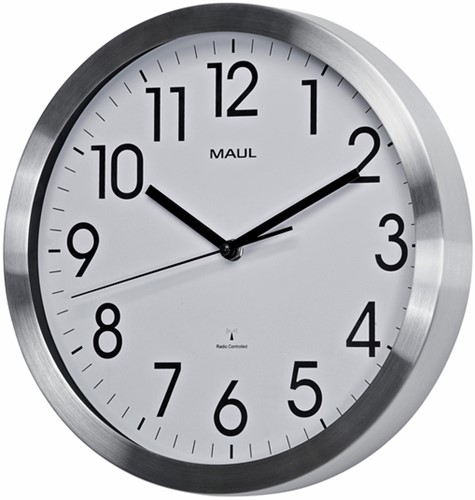 Horloge murale MAULmove RC Ø305x45mm aluminium/blanc avec pile-2