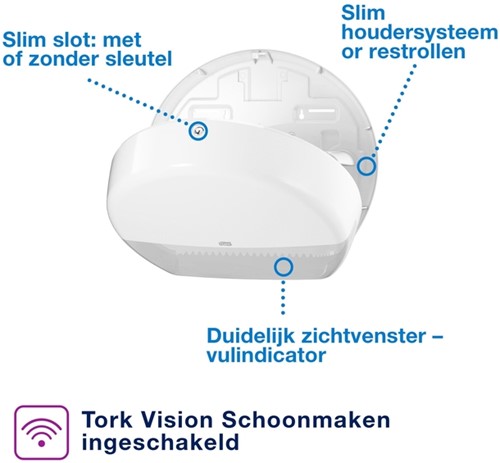 Distributeur papier toilette Tork T1 Elevation Jumbo 554000 blanc-3
