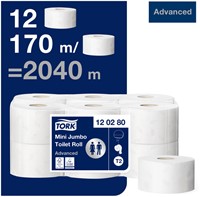 Toiletpapier Tork T2 Advanced jumbo klein 2-laags 170m wit 120280-1