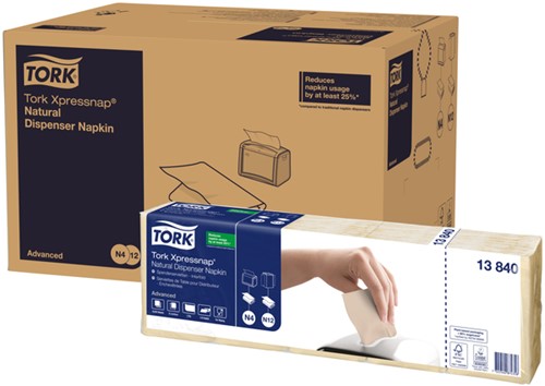 Lunchservet Tork Advanced 1/8 vouw 2-laags 328x325mm 200 vel naturel 477351-2