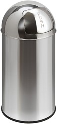 Poubelle Pushcan avec clapet push 40L argent