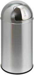 Waste bin Pushcan with push lid 40liter matt stainless steel
