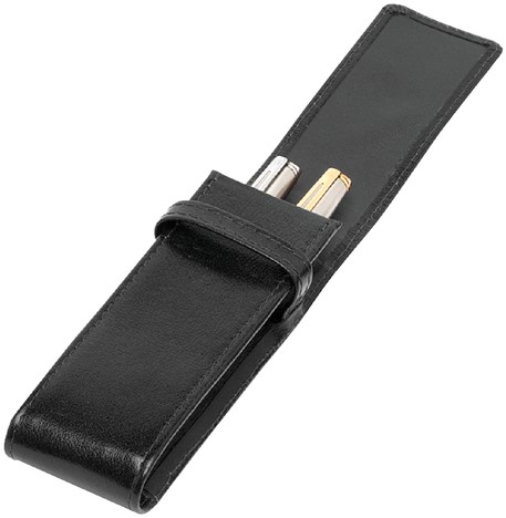 Etui stylos 322 Cuir de Buffle 2 cases Noir